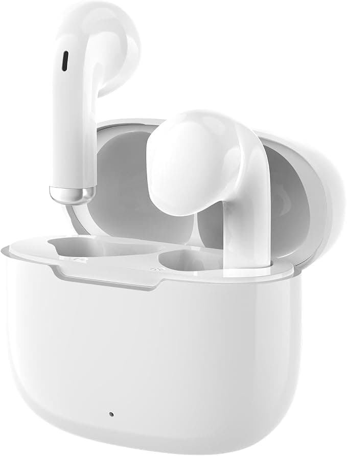 Fone de Ouvido Bluetooth 5.3, Graves Potentes, Drivers de 13mm, 14H de Reprodução, Resistência à Água, Fone sem fio tws (branco)
